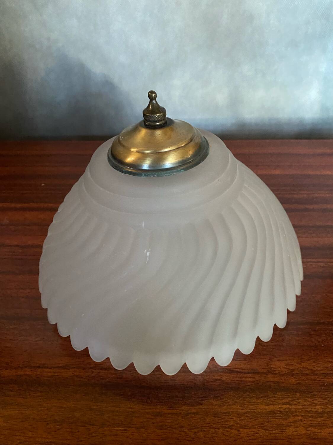 Antique Ceiling Light Sconce Molded Glass + Metal Support 70s Vintage #B845