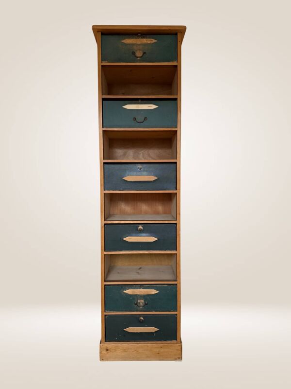 Meuble de notaire à clapets bleus dit-cartonnier