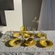 Set of 6 vintage yellow deep plates D22.5 H3.5
