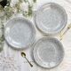 3 Black and white speckled Italian earthenware plates