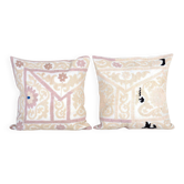 Lot de 2 housses de coussin brodées vintage 53x56 cm