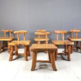 Vintage sculptural brutalist dining chairs, set of 6 - 1960s