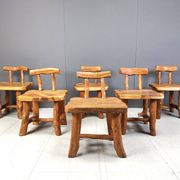 Vintage sculptural brutalist dining chairs, set of 6 - 1960s