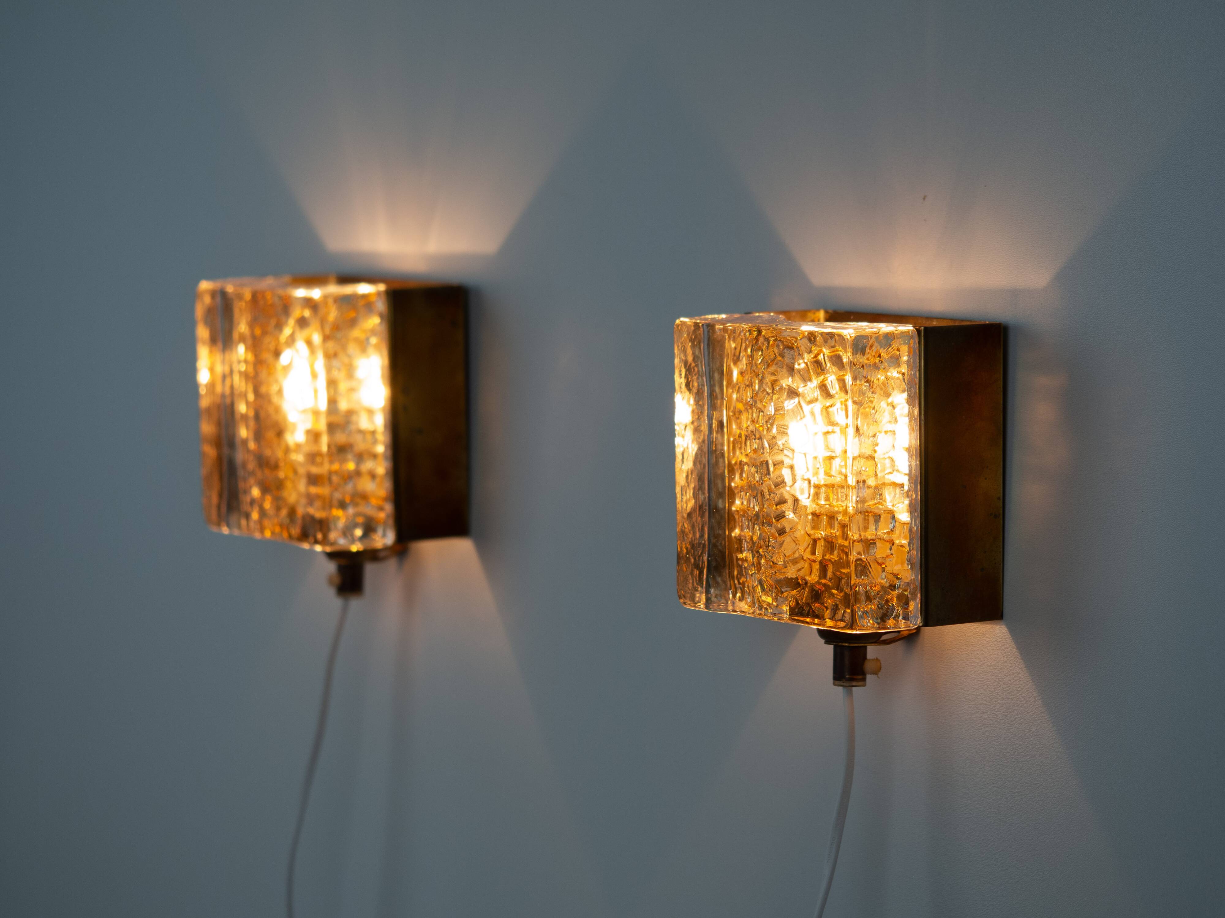 Pair of 2 Danish vintage Kalmar sconces by Vitrika, 1960s