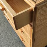 Chest of drawers 5 drawers in rattan and cannage