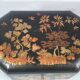 Ancient Japanese large lacquered wooden tea box with 2 tin compartments C99