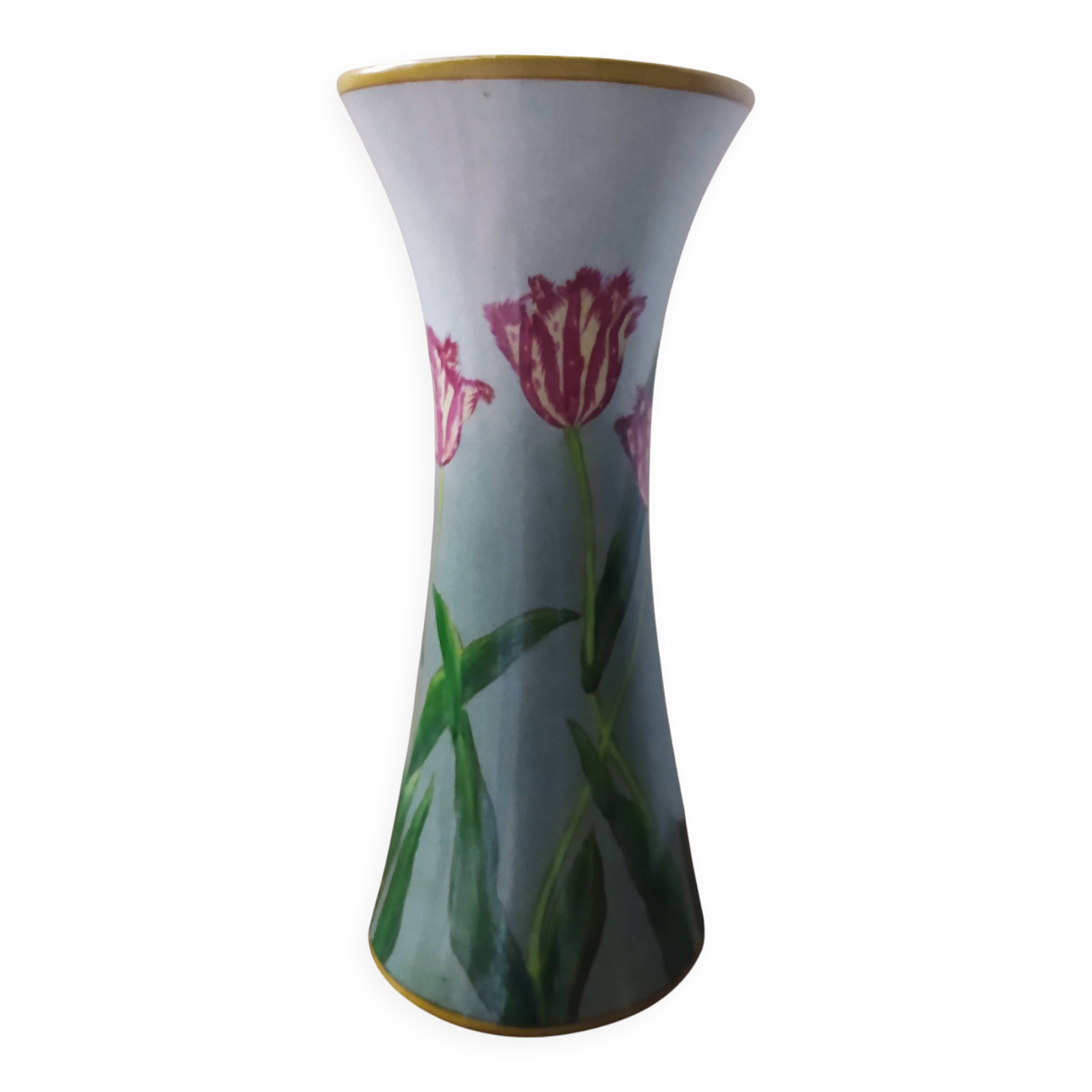 Art Nouveau glazed ceramic vase with Tulip decoration from the Sphère house