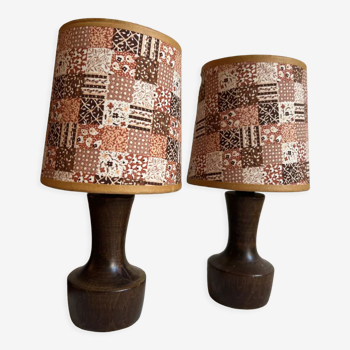 Pair of wooden lamps