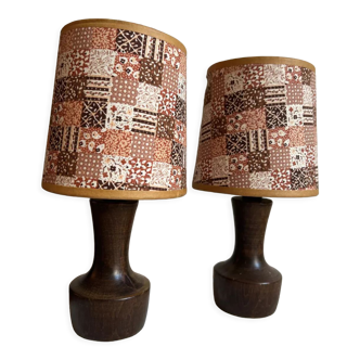 Pair of wooden lamps