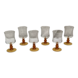 Set of six stemmed glasses stamped France size: height -14cm- diameter -7cm-