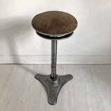 Vintage dentist's stool in aluminum from the 50s