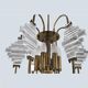 Ceiling lamp in brass and glass in the style of Angelo Brotto, 1950s.