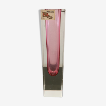 Vase en verre rose Murano