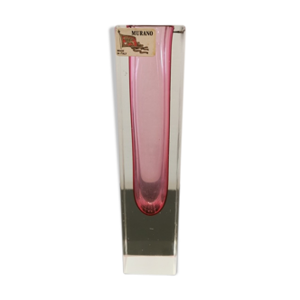 Vase en verre rose Murano
