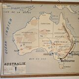Old school map of geography of Australia and Asia double-sided