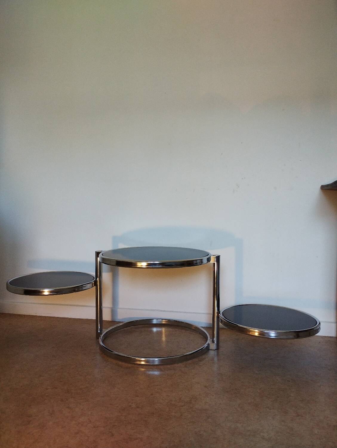 Metal and smoked glass coffee table, 1970