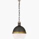 Large Hicks bronze and milk glass pendant light by Thomas O'Brien, USA
