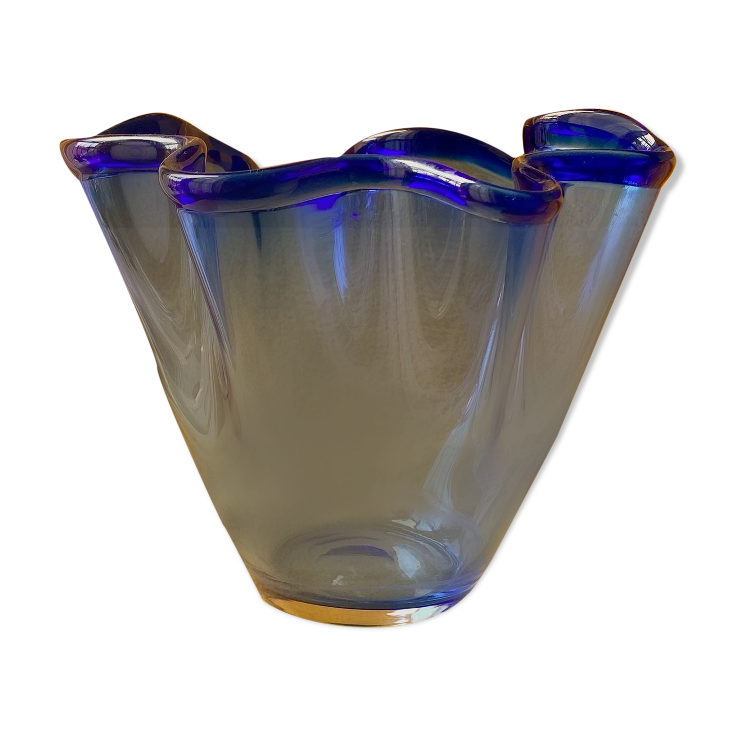 "Tulip vase" - Danish vase in blue glass designed by Anker Iversen