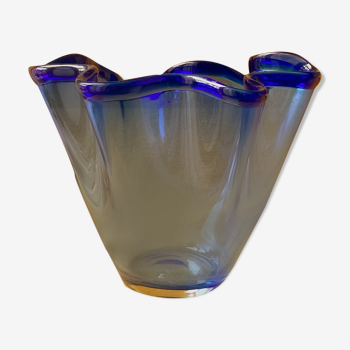 "Tulip vase" - Danish vase in blue glass designed by Anker Iversen