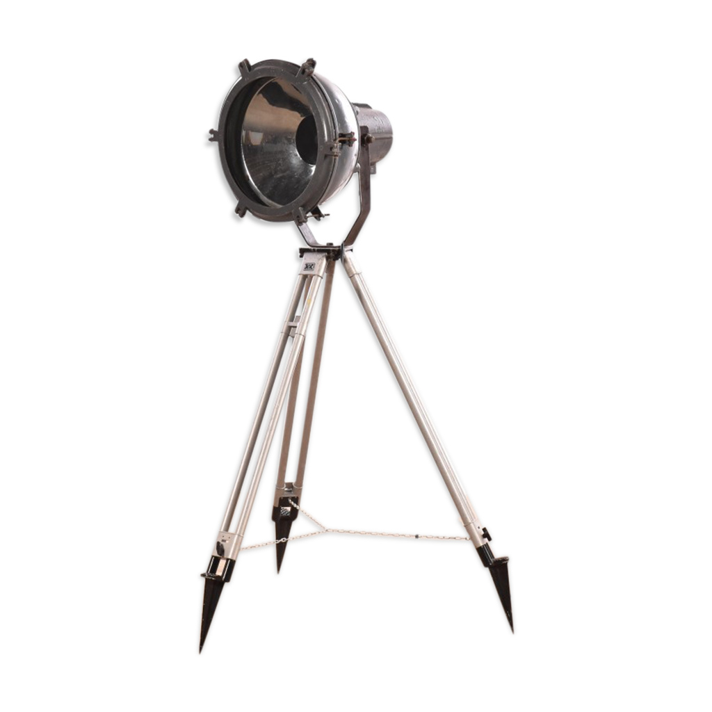 Finition ancien projecteur nautique laiton projecteur trépied en bois