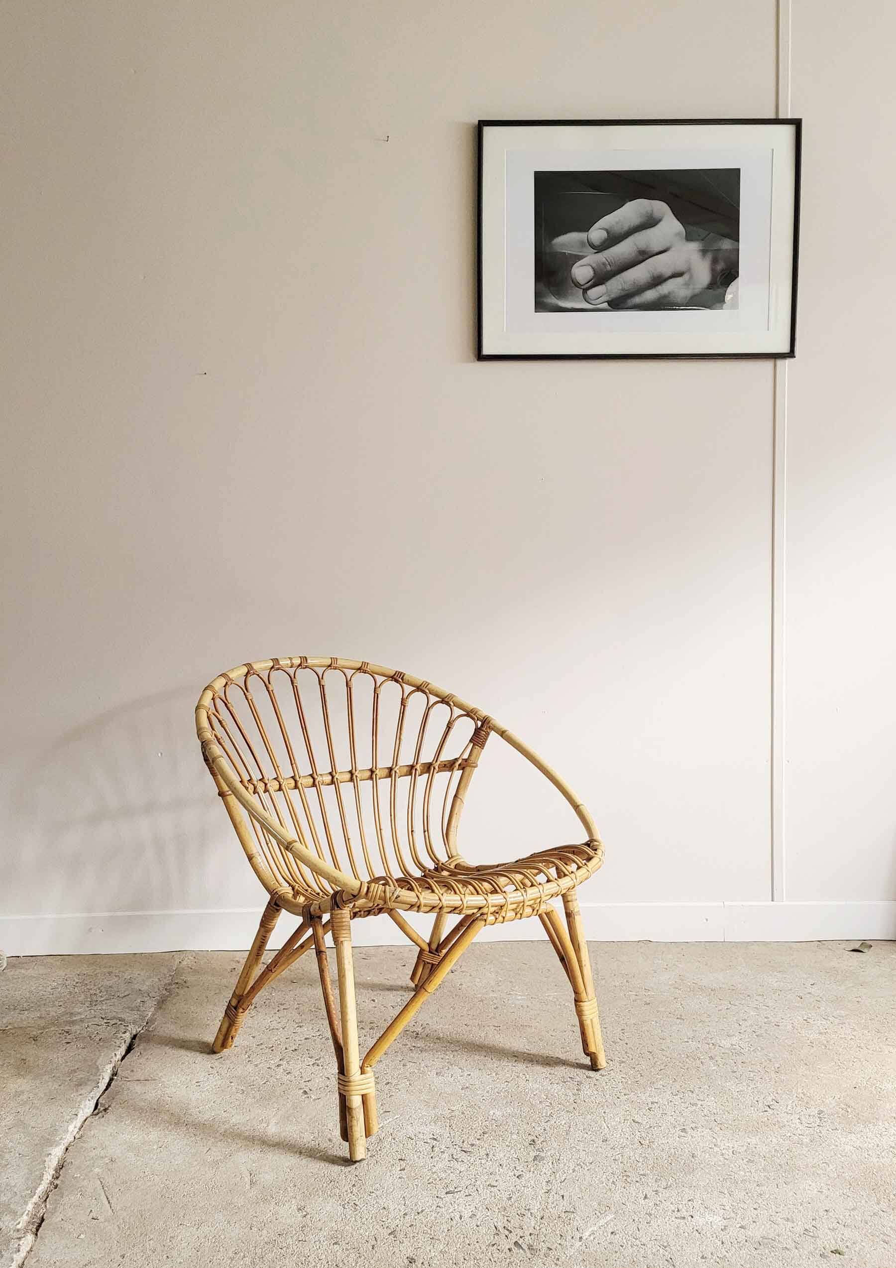 Fauteuil en rotin vintage