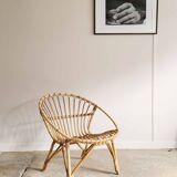 Fauteuil en rotin vintage