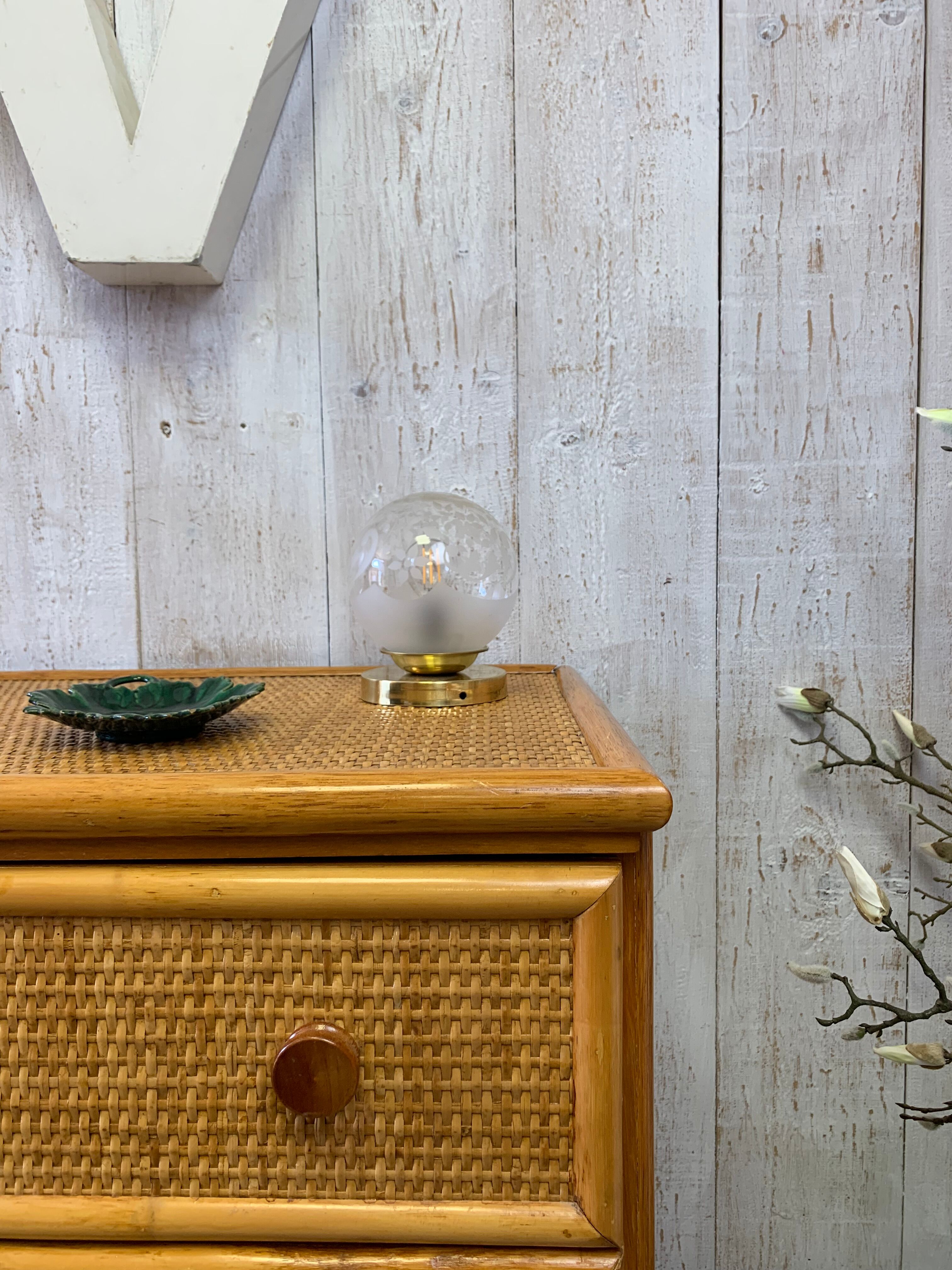Vintage rattan chest of drawers
