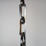 1930s French Art Deco Chrome Chandelier with Prismatic Glass Shades