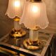 pair of bedside lamp, molded glass and brass 1970