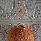 Orange ball suspension with string and rattan 1970