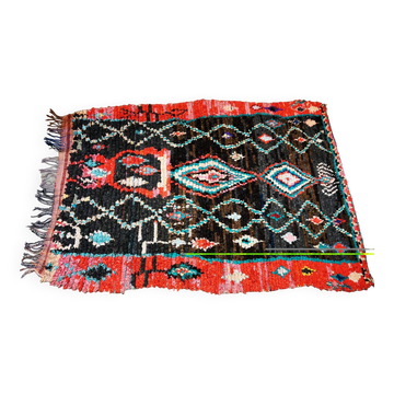 Vintage Multicoloured Hand Knotted Moroccan Berber Boucherouite Rug