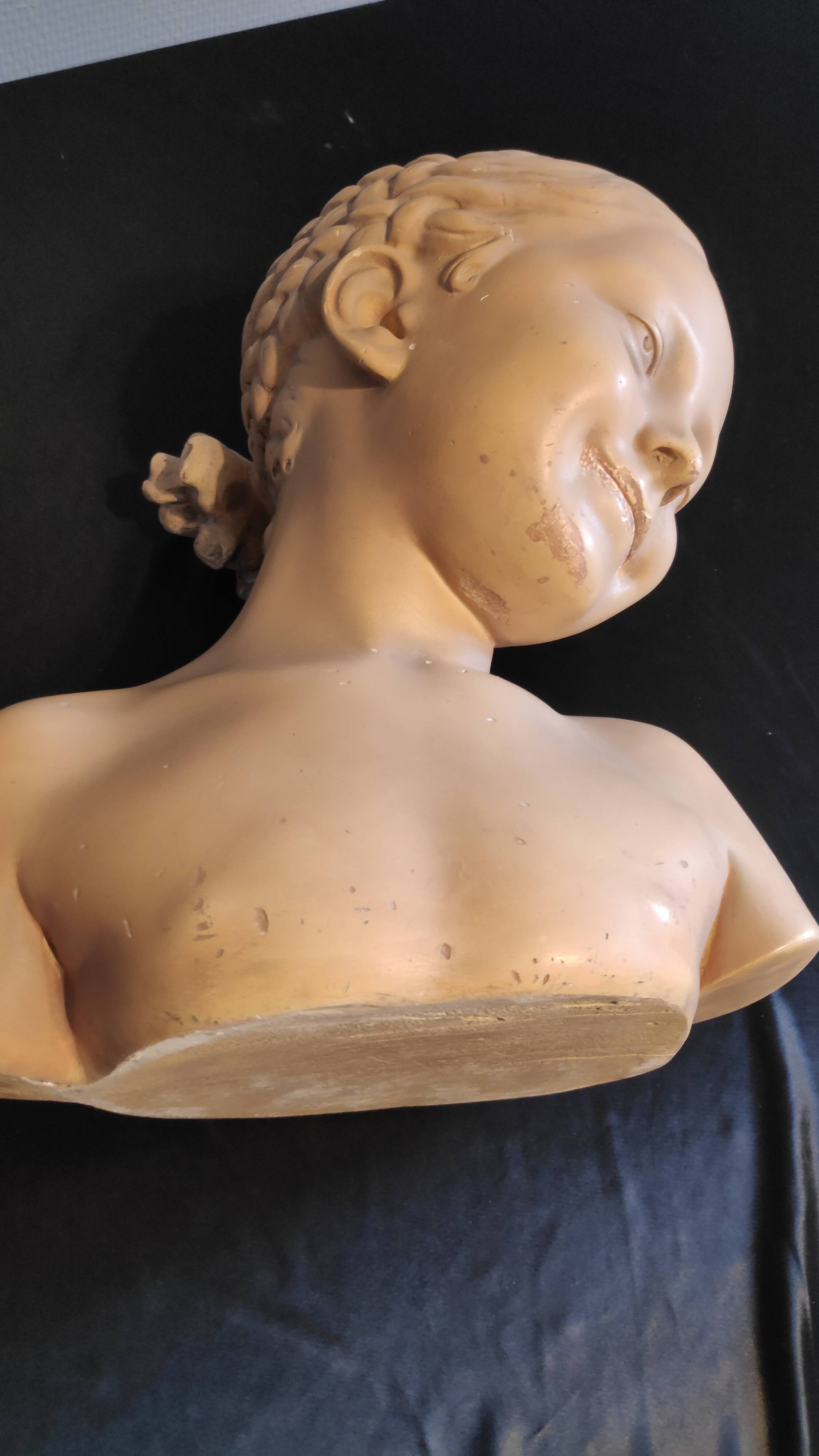 Bust "the laughing" after jean-baptiste pigalle in plaster