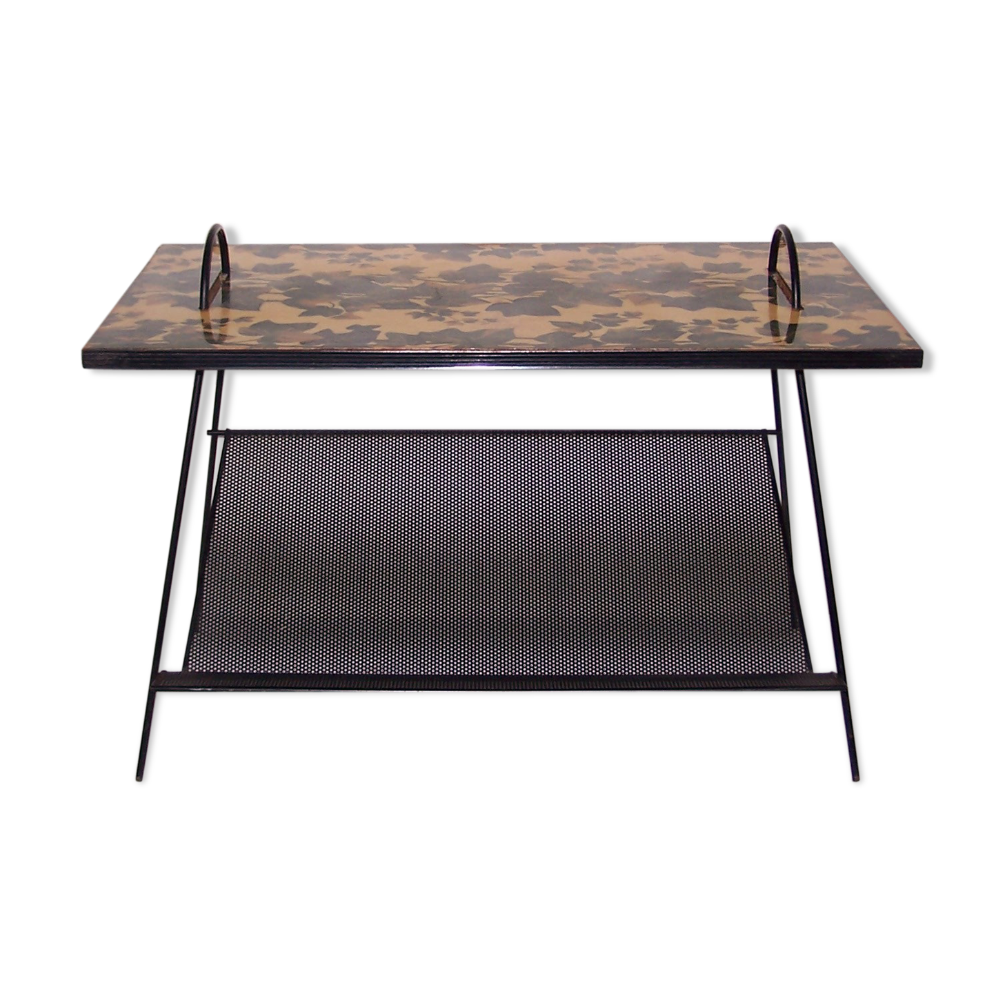 Perforated plate coffee table from the 1950s