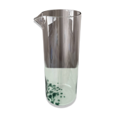 Vintage Hand-Blown Art Glass Water Jug with Green Bubble Decoration