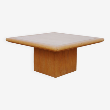 Wood and travertine table