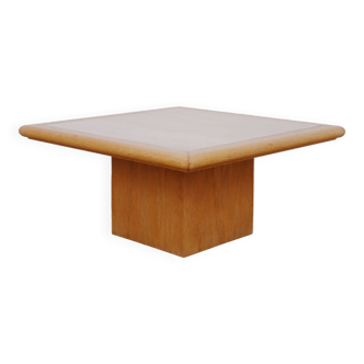 Wood and travertine table