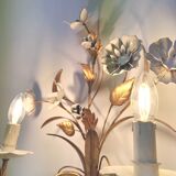 Wall lamp flowers metal white and golden Masca Italy