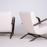 Pair of white Halabala armchairs madein 1930s Czechia by Up Zavody