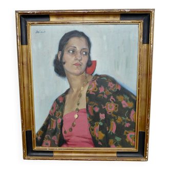 Portrait of a gypsy by Alice Rose Laure Binet - Art deco painting