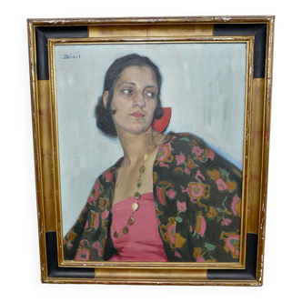 Portrait of a gypsy by Alice Rose Laure Binet - Art Deco painting