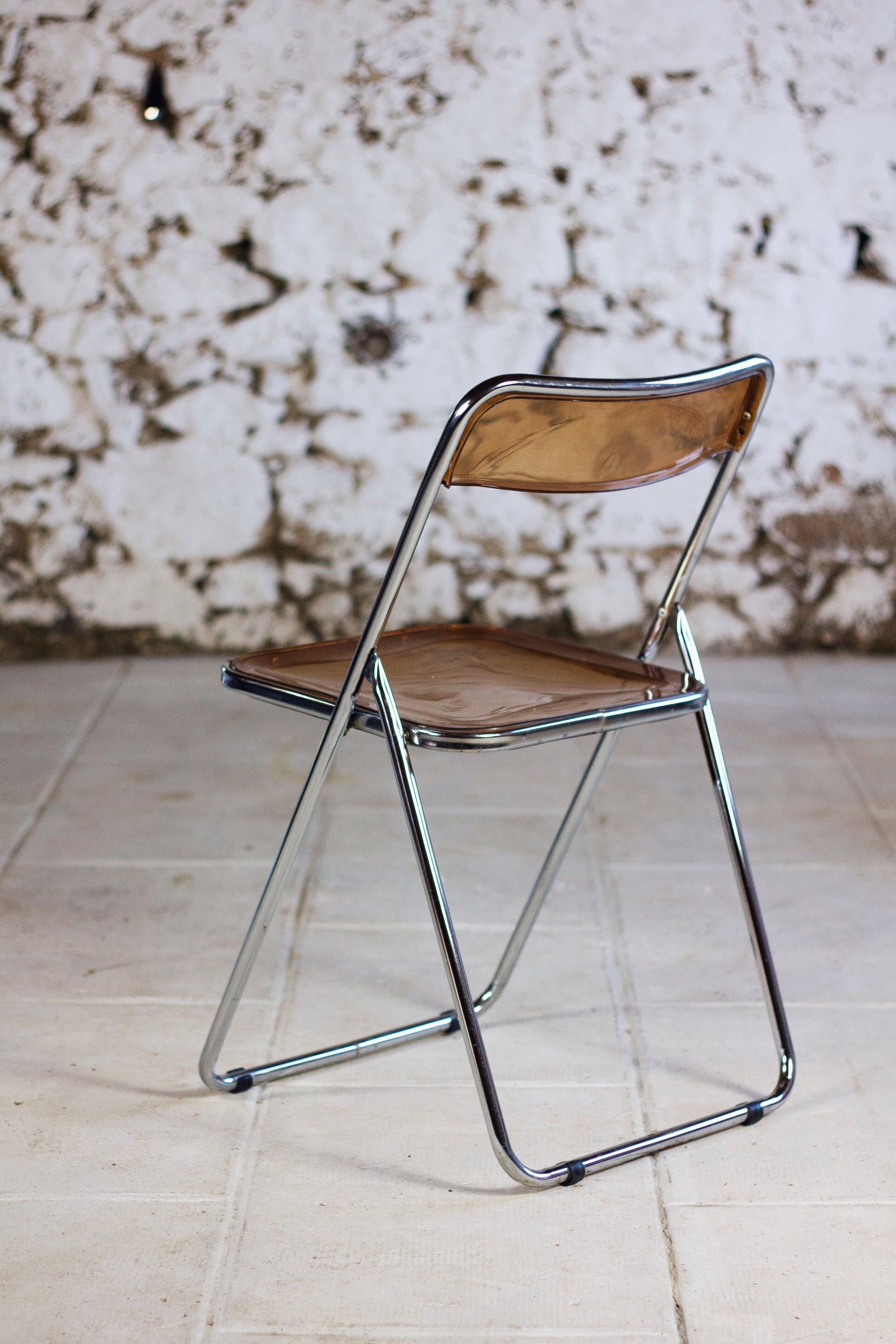Folding chair in plexiglass and chrome, 1970