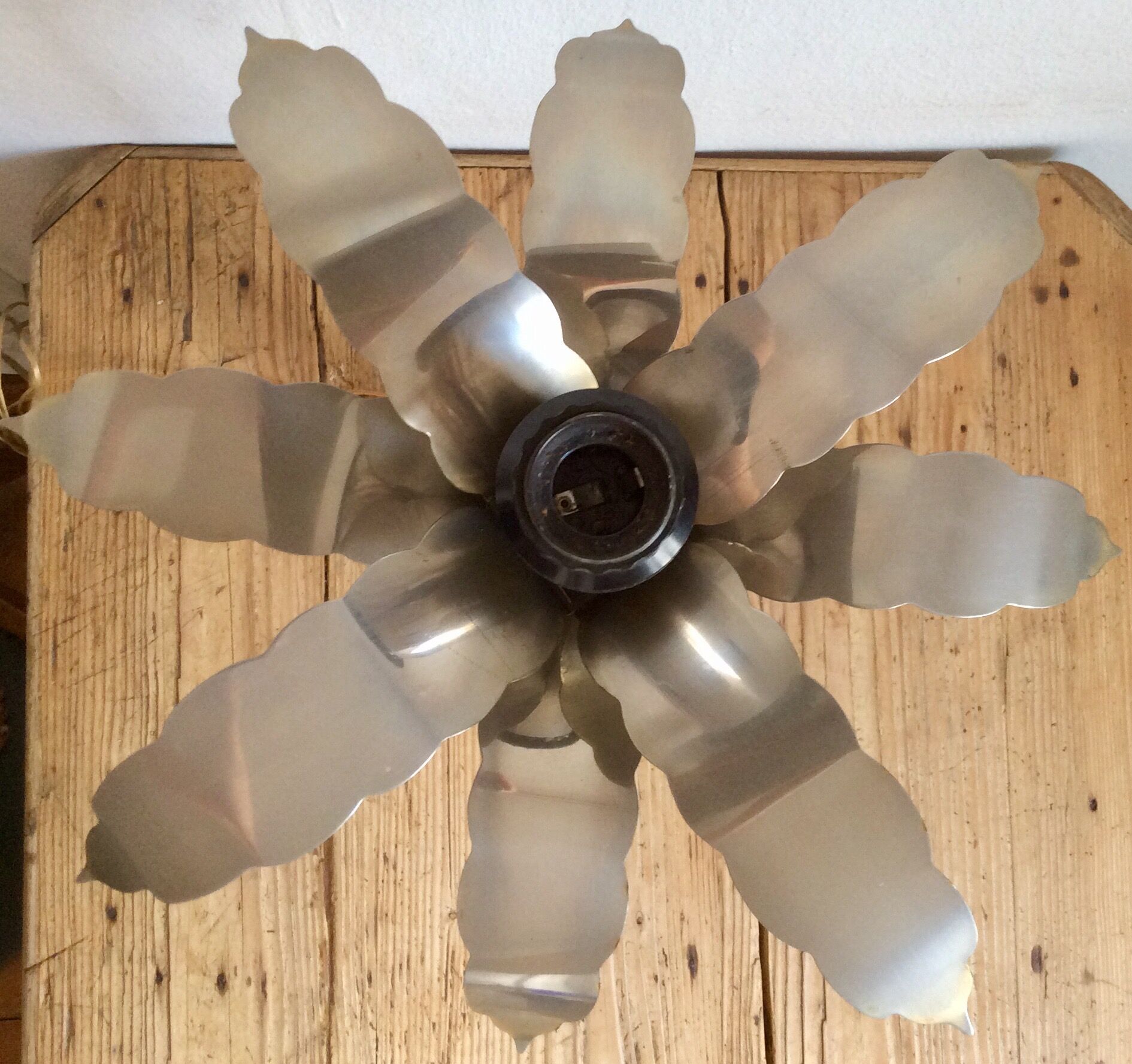 Nickel-plated brass, 70/80s Italy Palm lamp