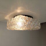 Scandinavian ceiling/wall light in structured glass from the 70s