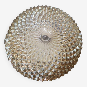 Diamond point glass ceiling lamp by Helena Tynell for Limburg vintage 1970s