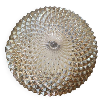 Plafonnier en verre pointe diamant par Helena Tynell pour Limburg vintage 1970