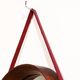 Mid-century Italian triangular mirror in curved teak and leather, 1960s