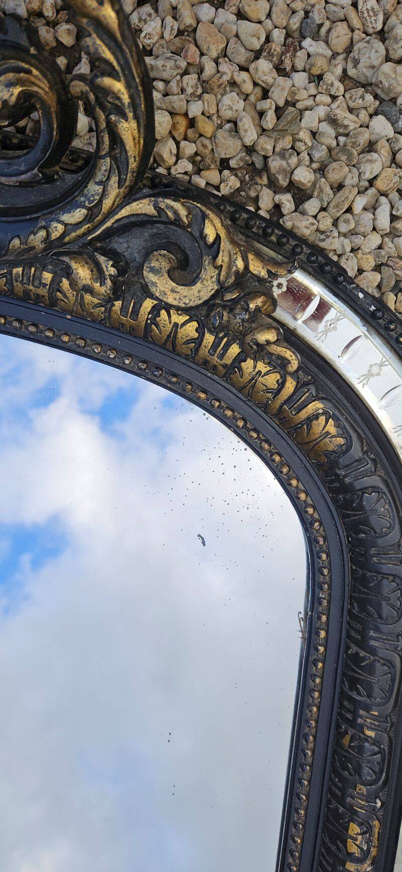 Large and Original Napoleon III Mirror with Inlay of Small Mirrors