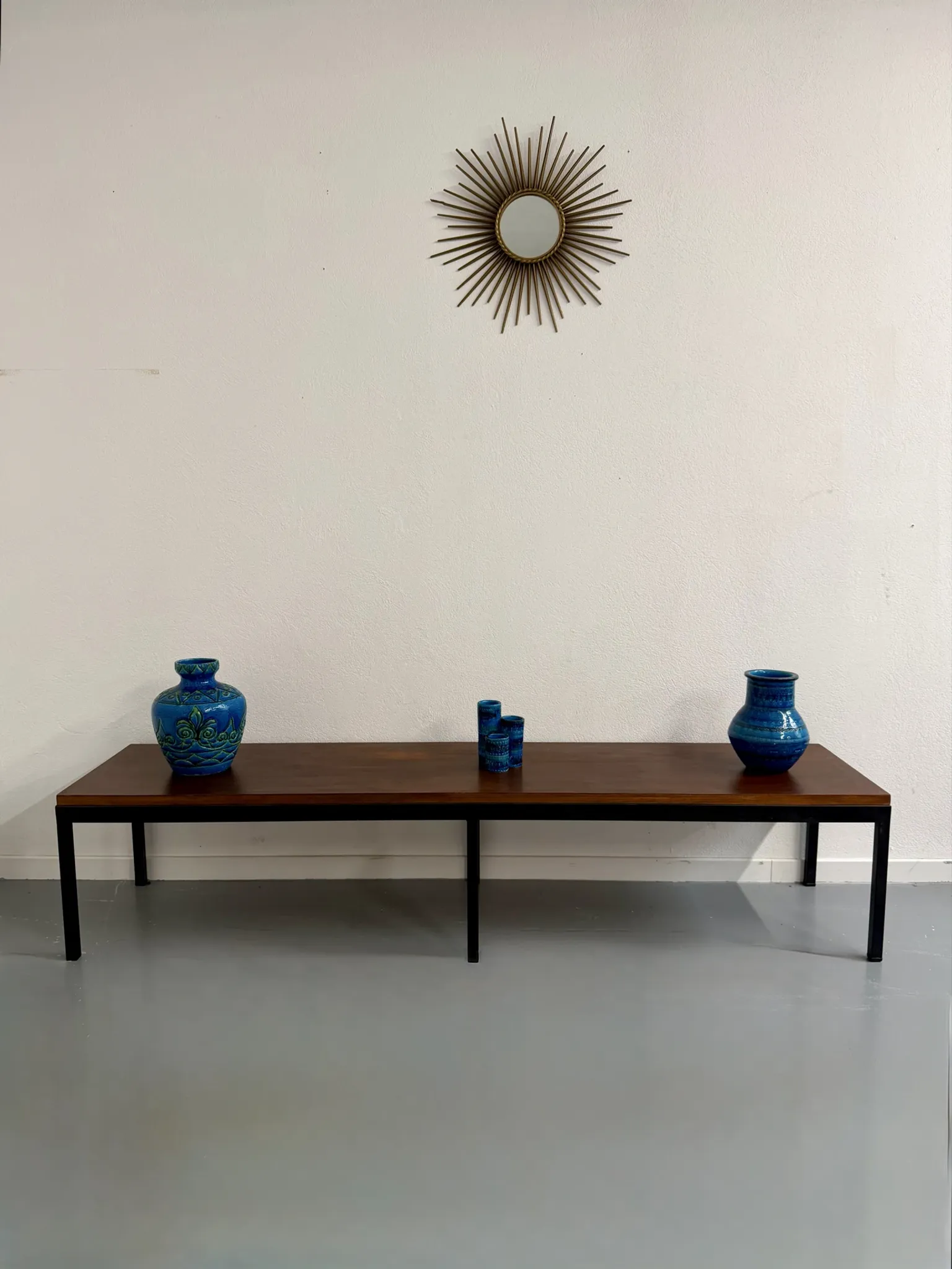 Large coffee table / modernist side table in wood and metal an60