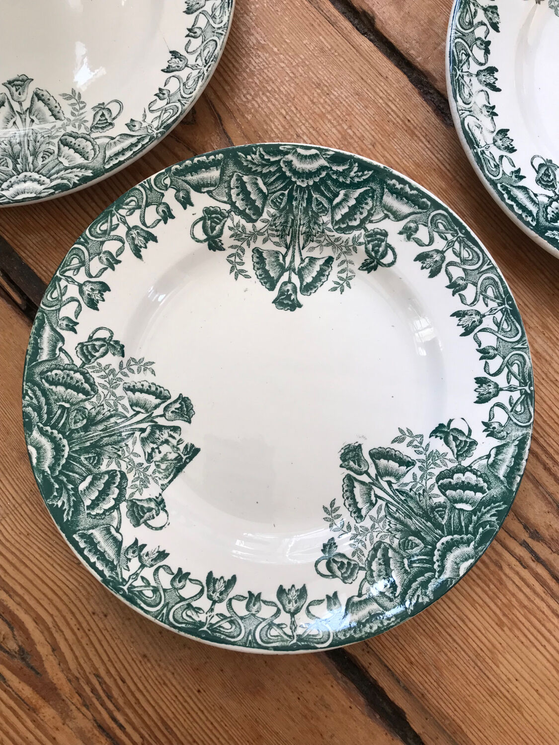 Series of 5 antique flat plates
