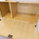 Wall shelf library with vintage light wood secretary bar